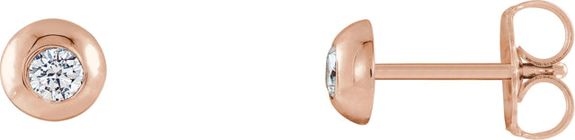 14K Gold Lab-Grown Diamond Round Bezel-Set Stud Earrings - Rose Gold