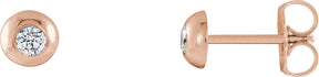 14K Gold Natural Diamond Round Bezel-Set Stud Earrings - Rose Gold