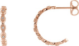 14K Gold Round Natural Diamond Accented Hoop Earrings – 0.9mm Stones - Rose Gold
