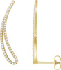 14K Gold Round Natural Diamond Accented Ear Climbers - Yellow Gold