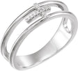 Platinum Round Natural Diamond Negative Space Cross Ring