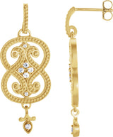 14K Gold Round Natural Diamond Vintage-Inspired Earrings – 1.5mm Stones