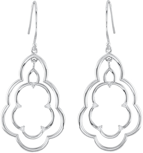 14K Gold Round Natural Diamond Freeform Earrings II - view 2