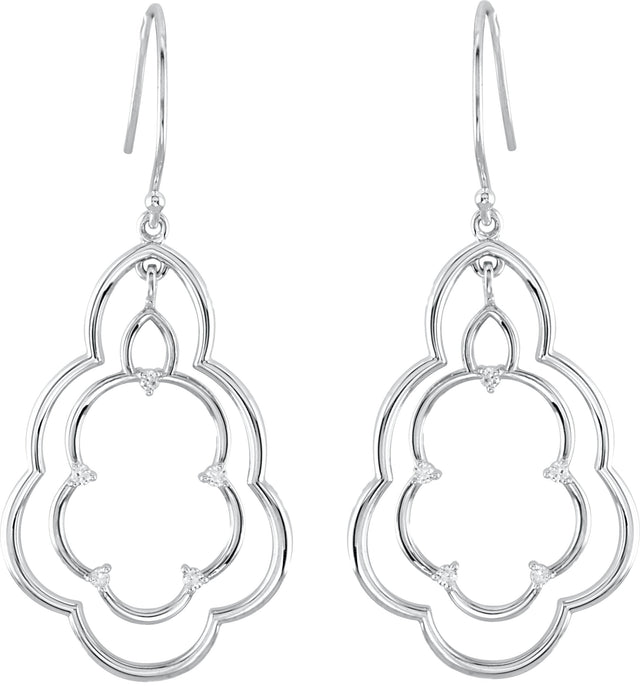 14K Gold Round Natural Diamond Freeform Earrings II - view 2