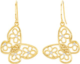 14K Gold Round Natural Diamond Floral Butterfly Earrings - view 2