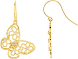 14K Gold Round Natural Diamond Floral Butterfly Earrings