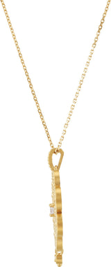 14K Gold Round Natural Diamond Granulated Necklace or Pendant - view 2