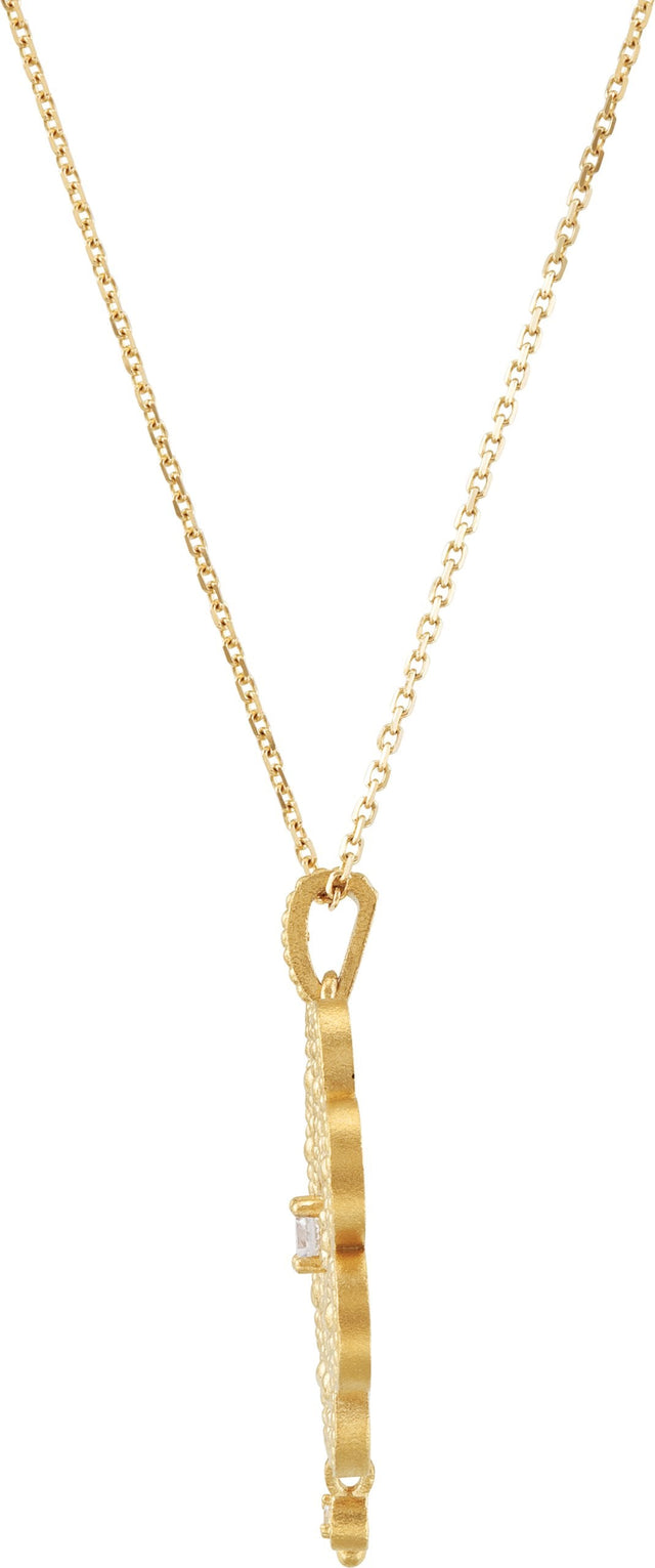 14K Gold Round Natural Diamond Granulated Necklace or Pendant - view 2