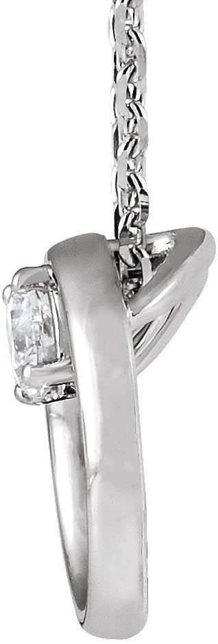 14K Gold Round Natural Diamond Circle Necklace – 1/10 CTW - White Gold - view 2