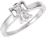 14K Gold Round Natural Diamond Youth Angel Ring - White Gold