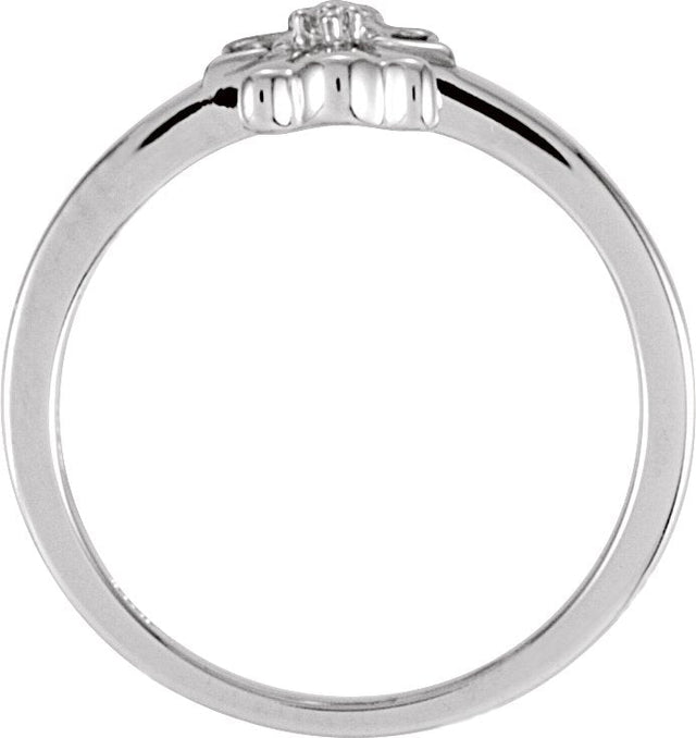 14K Gold Round Natural Diamond Youth Angel Ring - White Gold - view 2