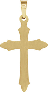 14K Gold Round Natural Diamond Hollow Cross Pendant - view 3