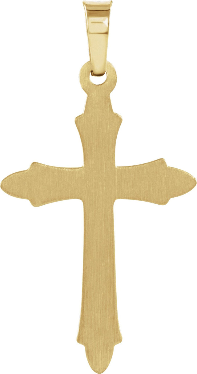 14K Gold Round Natural Diamond Hollow Cross Pendant - view 3