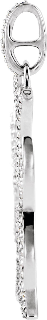 14K Gold Round Natural Diamond Maltese Cross Pendant – 5/8 CTW - White Gold - view 2