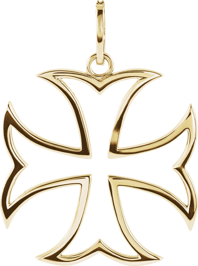 14K Gold Round Natural Diamond Maltese Cross Pendant – 5/8 CTW - Yellow Gold - view 3