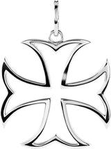 14K Gold Round Natural Diamond Maltese Cross Pendant – 5/8 CTW - White Gold - view 3