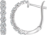 14K Gold Round Natural Diamond Accented Hoop Earrings III - White Gold