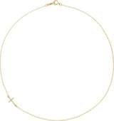 14K Gold Round Natural Diamond Accented Sideways Cross Necklace - Yellow Gold - view 2