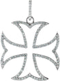 14K Gold Round Natural Diamond Maltese Cross Pendant – 5/8 CTW - White Gold