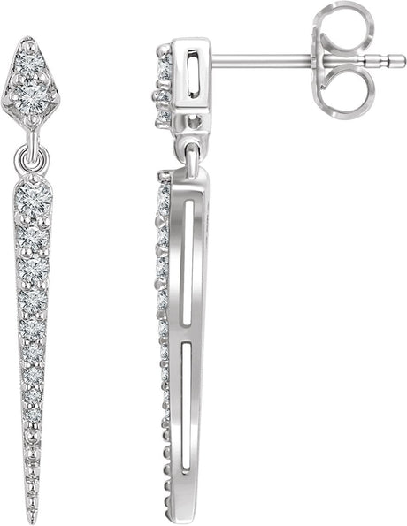 14K Gold Round Natural Diamond Spike Earrings