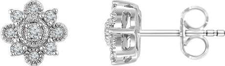 14K Gold Natural Diamond Vintage-Inspired Earrings