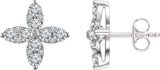 14K Gold Round Natural Diamond Flower Earrings – 2.5mm Stones