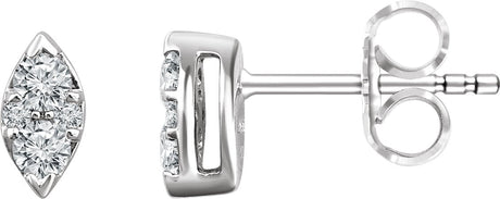 14K Gold Round Natural Diamond Cluster Earrings – 2.3mm Stones