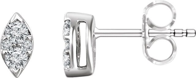 14K Gold Round Natural Diamond Cluster Earrings – 2.3mm Stones