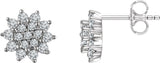 14K Gold Round Natural Diamond Cluster Earrings – 1.7mm Stones
