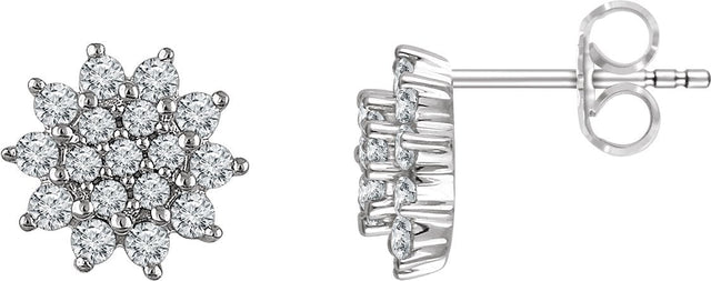 14K Gold Round Natural Diamond Cluster Earrings – 1.7mm Stones