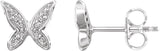 14K Gold Round Natural Diamond Youth Butterfly Earrings - White Gold