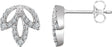14K Gold Round Natural Diamond Accented Leaf Earrings