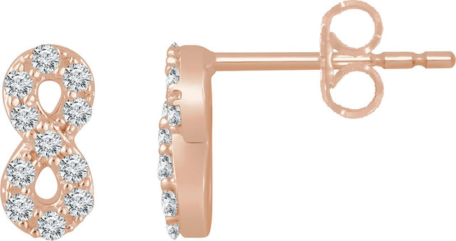 14K Gold Round Natural Diamond Infinity Earrings - Rose Gold