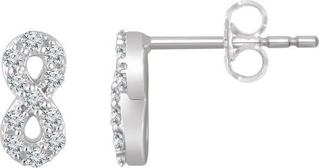 14K Gold Round Natural Diamond Infinity Earrings - White Gold