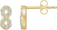 14K Gold Round Natural Diamond Infinity Earrings - Yellow Gold