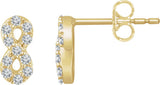 14K Gold Round Natural Diamond Infinity Earrings - Yellow Gold