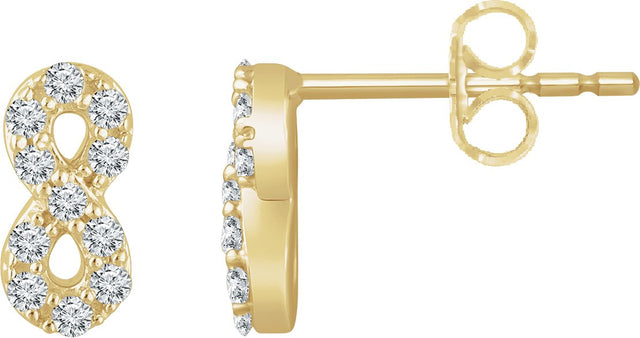 14K Gold Round Natural Diamond Infinity Earrings - Yellow Gold