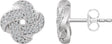 14K Gold Natural Diamond Knot Earrings - White Gold
