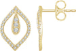 14K Gold Round Natural Diamond Freeform Earrings - Yellow Gold