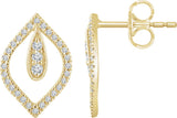 14K Gold Round Natural Diamond Freeform Earrings - Yellow Gold