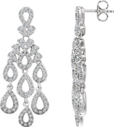 14K Gold Round Natural Diamond Chandelier Earrings