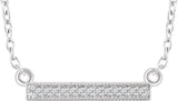 14K Gold Round Natural Diamond Bar Necklace – 0.9mm Stones - White Gold