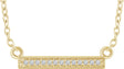 14K Gold Round Natural Diamond Bar Necklace – 0.9mm Stones - Yellow Gold