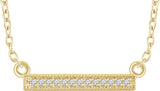 14K Gold Round Natural Diamond Bar Necklace – 0.9mm Stones - Yellow Gold