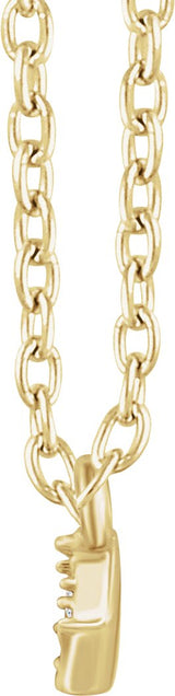 14K Gold Round Natural Diamond Bar Necklace – 0.9mm Stones - Yellow Gold - view 2