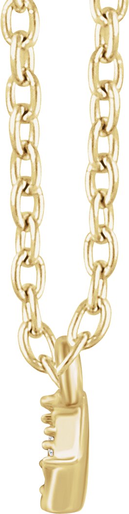 14K Gold Round Natural Diamond Bar Necklace – 0.9mm Stones - Yellow Gold - view 2