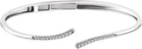 14K Gold Round Natural Diamond Bypass Hinged Cuff Bracelet