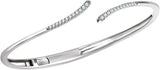 14K Gold Round Natural Diamond Bypass Hinged Cuff Bracelet - view 2