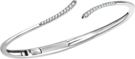 14K Gold Round Natural Diamond Bypass Hinged Cuff Bracelet - view 2