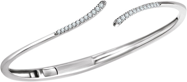 14K Gold Round Natural Diamond Bypass Hinged Cuff Bracelet - view 2